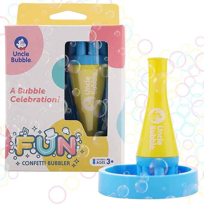 Uncle Bubble Confetti Bubbler 2 Sets - Kiddo Bubble Blower | Make Thousands of Tiny Bubble in One Breath with World Record Best Bubble Solution