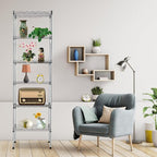 PayLessHere 6-Tier Adjustable Metal Storage Shelves - Max Load Capacity 600 lbs - Easy Assembly - 12" W x 17" D x 64" H NSF Certified - Versatile for Various Uses,Chrome