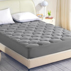 SLEEP ZONE Cooling Mattress Topper California King, Fit Up to 21 Inch, Soft Breathable Mattress Pad Cover, Luxury Quilted (Grey, California King)