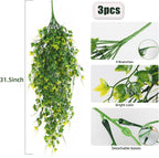 RECUTMS Artificial Plant Fake Plants Artificial Hanging Plants Faux Ivy Plant with Yellow Leaf Fake Hanging Plant Indoor Decoration House Party Garden Room Wall Decor（Yellow）