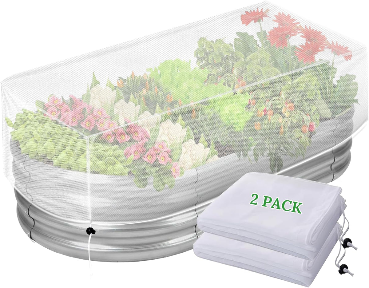2 Pack Garden Netting for Raised Beds,Durable Ultra Fine Mesh Plant Covers with Drawstring to Keep Small Animals Pest Out,Raised Bed Bird Barrier Screen for Protecting Flowers Vegetables Fruits Crops