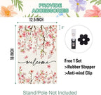 Baccessor Spring Summer Welcome Garden Flag 12.5 x 18 Inch Double Sided Burlap Pink Floral Cherry Blossom Farmhouse Small Yard Flag Summer Holiday Seasonal Outdoor Outside Decoration