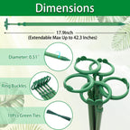Extendable Plant Stakes, Length Scalable from 17.9IN to 42.3IN Plant Support Stake, Orchid Sticks with Clips for Indoor Outdoor,Garden Stakes for Plant,Tomato,Vegetables,Monstera,Vine - 3Pack