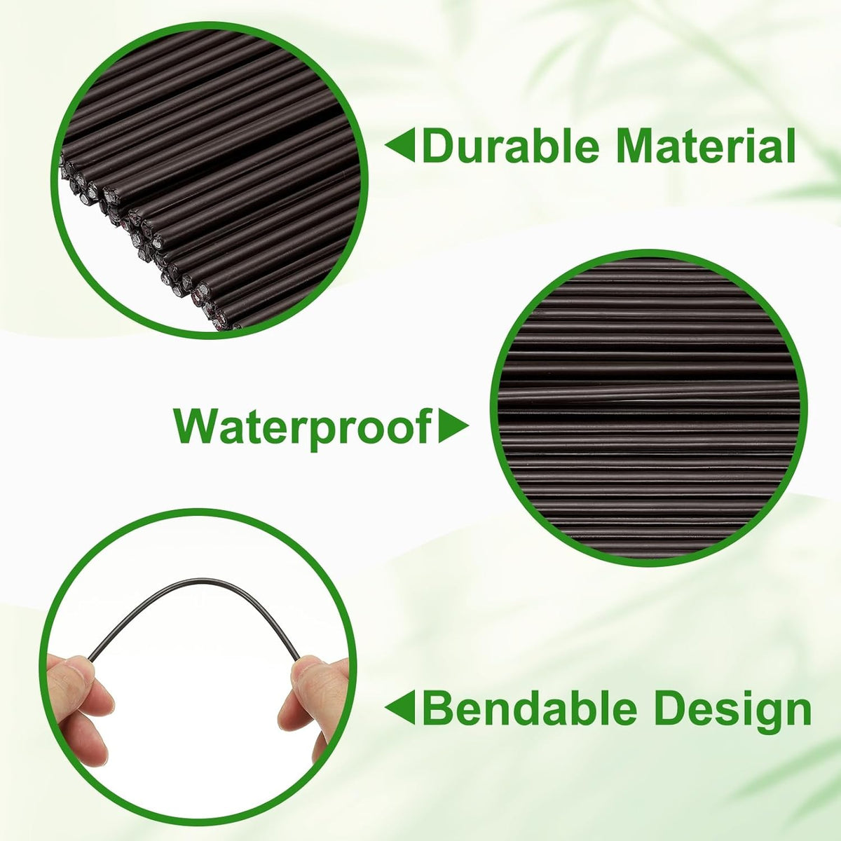 uxcell 30pcs Green Plant Support Stakes, 15.7" Bendable Garden Plant Sticks Plastic Single Stem Plants Support Stakes with Ties for Potted Plants Flowers Orchid Peony, Brown