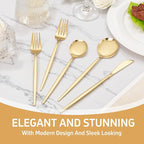 NOCCUR 40-Piece Gold Silverware Set for 8 - Stainless Steel Gold Flatware Set Include Knives, Spoons and Forks for Home/Party/Thanksgiving