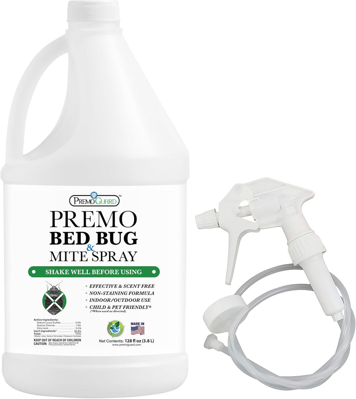 Premo Guard Natural Bed Bug Killer Spray, 128 oz – University-Tested, Stain & Scent Free