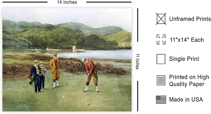Poster Master The Putting Green Painting Poster - Golf Course Print - Golf Art - River Art - Sports Art - Landscape Art - Father's Day Art - Great Office or Living Room Decor - 11x14 UNFRAMED Wall Art