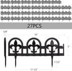 Evelyne Black Garden Border Plastic Edging: Wrought Iron Design - 27pcs Black Yard Landscaping Fence Liner Lawn Edge Barrier - 35ft Kit of Decorative Lawn Landscape Panels Elements