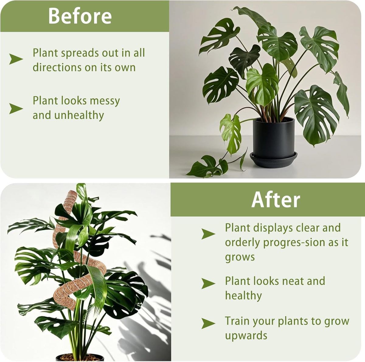 2 Pack Moss Pole, 28 Inch Monstera Plant Support, Moss Poles for Climbing Indoor Plants, Handmade Coco Coir Plant Support Stakes for Potted Plants, Pothos, Philodendron