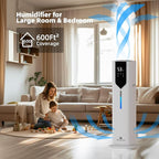 10L/2.6Gal Smart Humidifiers for Bedroom Large Room, Last 100 Hours humidifiers, Cover up to 600ft², Easy Top Fill,Auto Mode 3 Mist Modes, Quiet 30dB humidifier for Bedroom, Office, Baby, White