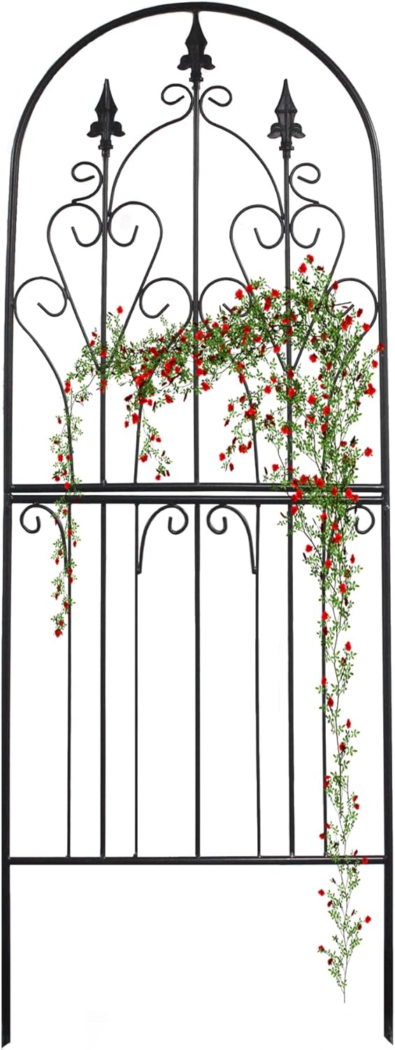 Trellis 70.9" H x 25.6" W Metal Premium Quality Material Rust-Resistant Climbing Frame for Vines Flowers Elegant Garden Roses Vine Ivy Clematis Trellises Black