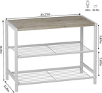 HOMEFORT 3-Tier Shoe Rack, Shoe Storage Shelf, Industrial Shoe Tower, Narrow Shoe Organizer for Closet Entryway, Small Shoe Rack Table with Durable Metal Shelves, White Oak