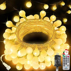 300LED Connectable Globe String Lights Indoor Outdoor for Bedroom, 108ft Warm White Christmas Lights with Remote, Waterproof Fairy Light Plug in 8 Modes for Room Classroom Wedding Christmas Decor