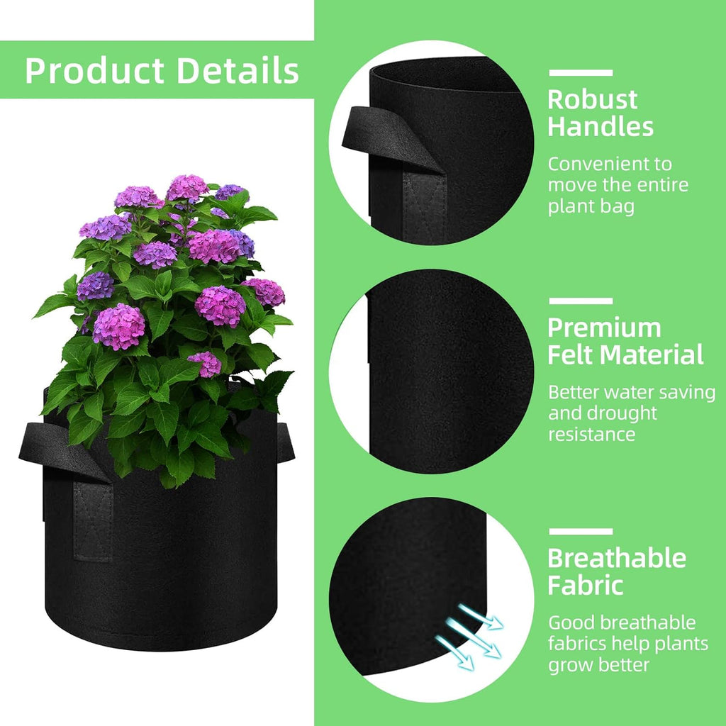 150 Pack 5 Gallon Grow Bags Garden Plant Grow Bag Aeration Fabric Pots with Handles Nonwoven Cloth Pots Planting Bags Garden Bags to Grow Vegetables Flowers Potatoes (5 Gal)