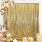SquarePie Sequin Backdrop Less See Through Thick Background for Photography Glitter Curtain Party 10FT x 10FT Gold