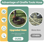 Giraffe Hybrid Garden Hose 5/8" x 25ft, Custom Length, NO Kink, Flexible, Leakproof Hose with Male to Female Fittings, 600 Burst PSI