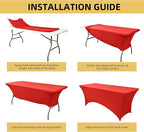 2-Pack 6ft Red Spandex Table Covers for Rectangle Standard Folding Tables - Wrinkle Resistant Stretch Tablecloths - Ultimate Fitted Table Protector for Parties, Trade Shows, Banquet