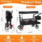 Wagon Cart with Removable Canopy,Collapsible Foldable Wagon, Heavy Duty Utility Outdoor Foldable Garden Cart with Wheels, Adjustable Handle, Outdoor Utility Wagon, Black