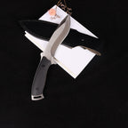 MASALONG kni227 dog leg straight fxied blade Bowie full tang Hunting Knife with Leather Sheath for Camping, Hiking, Survival