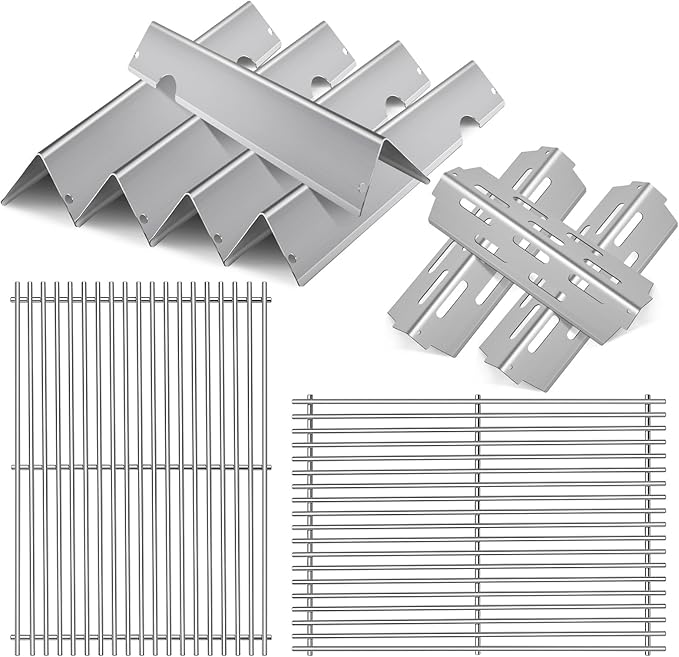 Stainless Steel Grill Flavorizer Bar Heat Plates with 2 Pack Grates BBQ Gas Grill Replacement Parts for Weber Genesis II 300 Series Genesis II E-310 E-315 E-330 E-335 S-310 S-335 Gas Grill