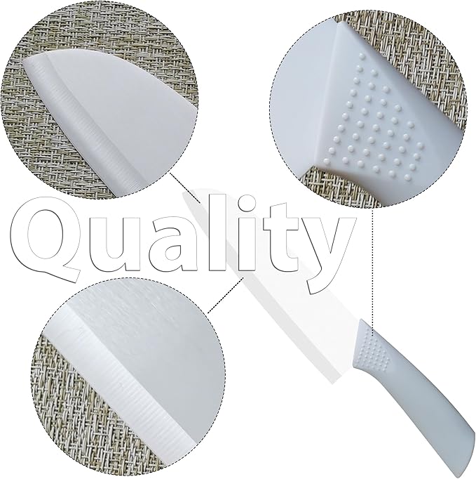 Ceramic Knife - 7 inch Chef's Santoku Knife - Sharp Ceramic Kitchen Knife with Sheath Cover