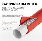 SPECILITE 3/4" Hot/Cold Garden Water Hose 100 ft, -50℉-190℉,Flexible & Lightweight With 3/4" Brass Fittings for Yard, Outdoor, Farm, Red