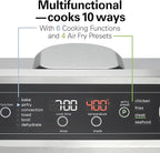 Hamilton Beach Digital Air Fryer Toaster Oven Combo, 10 Ways to Cook, 4 Preset Functions, Stay On & 1800 Watts, LED Capacitive-Touch Controls, 2 Rack Positions, Fits 12” Pizza, Black & Stainless Steel
