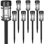 Mancra Solar Pathway Lights, 8 Pack LED Solar Lights Outdoor Waterproof, Glass Metal Garden Lighting for Yard Path Landscape Lawn Walkway Driveway, 3000K