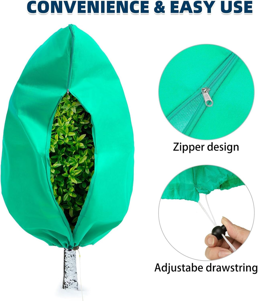 Homimp Plant Covers Freeze Protection, 8Pack Frost Covers with Zipper Drawstring (23.6" x 31.5") Plant Protection Cover Bags for Outdoor Winter Frost Cold Weather Shrubs Trees Jacket Covers(Green)