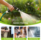 Metal Water Spray Nozzle, Grip Strength Adjustable Handheld Hose Nozzle, Adjustable Water Nozzle Spray with High Pressure for Watering Plants and Lawn, Car Washing, Patio and Pet Washing.