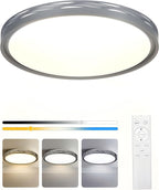 20 Inch Large LED Flush Mount Ceiling Light, 2700K-6500K Dimmable LED Ceiling Light Fixture with Remote, 70W 8900lm Round Modern Ceiling Lamp for Bedroom, Living Room, Hallway (Grey)
