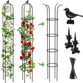 2 Pcs Garden Trellis for Climbing Plants, 6.2 Ft Rustproof Metal Pipe with Heavy Duty Plastic Coated, Garden Outdoor Indoor Potted Plant Support, Obelisk Garden Trellis for Climbing Vine