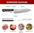 Sunhouse Chef Knife, 7.5 Inch High Carbon Stainless Steel Sharp Kitchen Knife with Ergonomic Handle, Ultra-durable 2-layer Molded Handle, A Useful Chef Gift for Mom and Dad