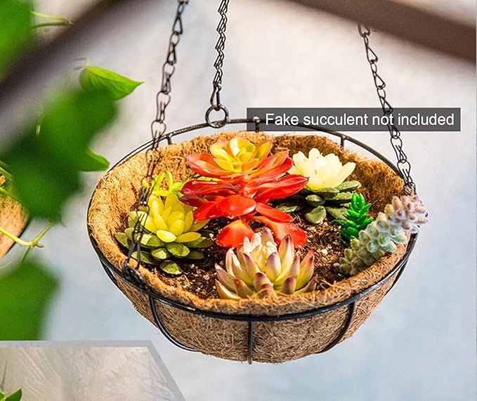Tosnail 3 Pack 10" Metal Hanging Flower Pots Hanging Planters Plant Basket with Coco Fiber Liners