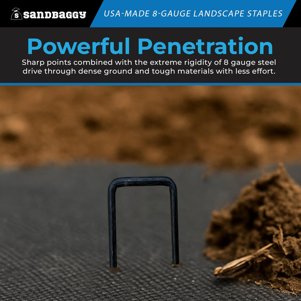 Sandbaggy USA Made 6-inch Landscape Staples - Garden Stakes - Landscaping Fabric, Netting, Sod, Artificial Turf (Extra Heavy Duty, 1000)