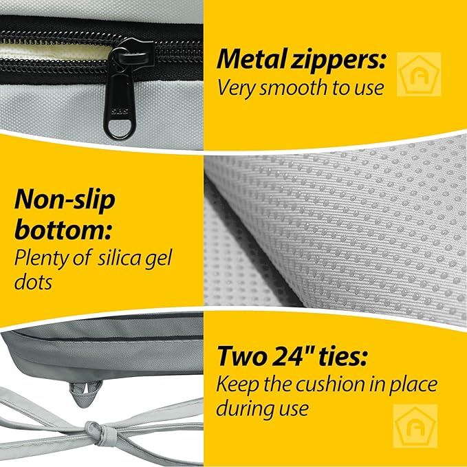 AAAAAcessories Outdoor Seat Cushions for Chairs, Waterproof, Fade-Resistant, 21" x 21" x 3", Patio Furniture Replacement Cushions, Set of 2, Ash Blue Harbor Stripe