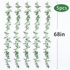 mizii 5 Packs 340" Artificial Vines Garland Fake Vine with Small Green Leaves Silk Rose Leaf Faux Hanging Plants Greenery Decoration for Outdoors Indoor Table Centerpieces Wedding Decor (Rose Leaves)