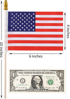 150pcs Small American Flags on Stick, Handheld 4 x 6 Inchs Mini American Flags with Kid-Safe Golden Spear Top, US Flags for 4th of July Decorations Outdoor, Independence Day Decorations
