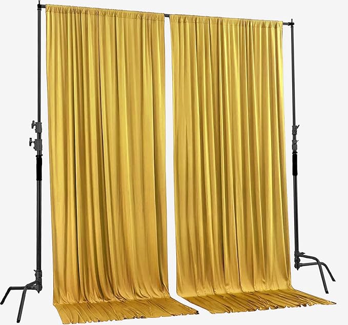 AK TRADING CO. 10 feet x 10 feet Mustard Gold Polyester Backdrop Drapes Curtains Panels with Rod Pockets - Wedding Ceremony Party Home Window Decorations