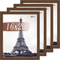 VCK 16x20 Picture Frame Set of 4 - Brown, Gallery-Quality Wood Poster Frames, 1.1-Inch Wide Border, Polished Plexiglass, Vertical or Horizontal Wall Display for Photo/Art/Prints, Brown