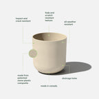 Veradek Mason Series Lima Planter - Round Planter for Indoor or Outdoor Porch/Garden | Made from Plastic-Stone Composite with Drainage Holes | Modern Décor for Succulents, Flowers, Small Plants