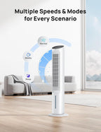 Dreo Evaporative Air Cooler, 40” Standing Fans that Blow Cold Air, 80° Oscillating Bladeless Cooling Fan for Bedroom, Swamp Cooler, Removable Water Tank, Ice Pack, Remote, 3 Mode 4-Speed, White