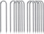 Rebar-Stakes-12-Inch, Ground Stakes Heavy Duty U-Hook Galvanized Anti-Rust Ground Anchors for Camping Tent Trampoline Accessories Dog Fence Chicken Coop Deer Fence 10pcs
