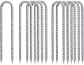 U-Hook-Rebar-Stakes-12 Inch, Ground Stakes Heavy Duty Rebar Stakes for Camping 8pcs Rebar Stakes Rust Proof Coated Metal for Flower Gardens Dog Fence Camping Tents Chicken Coop