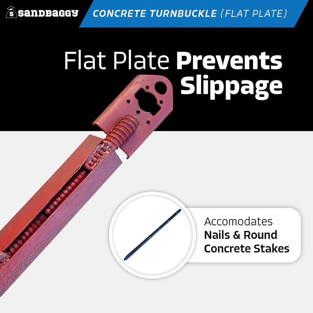 Sandbaggy Concrete Turnbuckle Form Aligner with 5" x 3" Flat Plate (35" - 37.5" Length) - Rust Resistant Steel - Adjustable Wall Brace - Aligns & Plumbs Form Walls, Columns, or Beams (35 inches, 100)