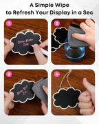 Uniclife 24 Pack Mini Chalkboard Signs for Food, Small Chalkboard Signs with Strings Chalk Markers & Replacement Stickers, Hanging Chalkboards Sign Reusable Wooden Food Labels for Party Buffet Wedding