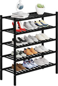 5 Tier Bamboo Shoe Rack Storage Organizer for Closet, Multifunctional Stackable Free Standing Shoe Shelf Organizer for Small Space,Entryway, Hallway, Bathroom27 x11 x32 (Black, 5 Tier)