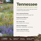 Eden Brothers Tennessee Wildflower Mixed Seeds for Planting, 1/4 lb, 120,000+ Seeds with Cosmos, Black Eyed Susan | Attracts Pollinators, Plant in Spring or Fall, Zones