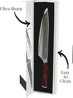 8 Inch Chef Knife - Professional Japanese Chef Knife with High Carbon Stainless Steel Sharp Blade and Ergonomic Comfortable Handle for Chopping, Mincing, Dicing and Slicing, Premium Gift Box