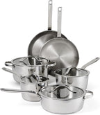 Tramontina Tempo Tri-Ply Base Stainless Steel 10-Piece Cookware Set with Glass Lids, Pots and Pans Kitchen Set, Induction-Ready, Oven-Safe, Dishwasher-Safe